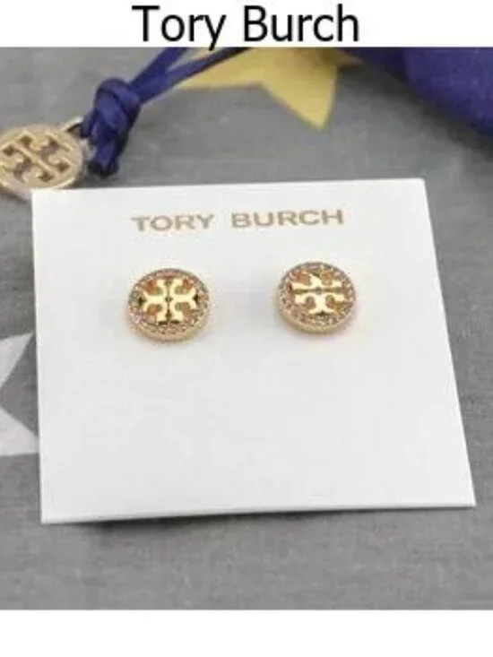 Tory Burch Miller Pav?? Stud Earrings in Gold - Picture 2 of 5
